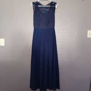 Miusol Lace V Neck Evening Gown Dress Size M Navy Blue